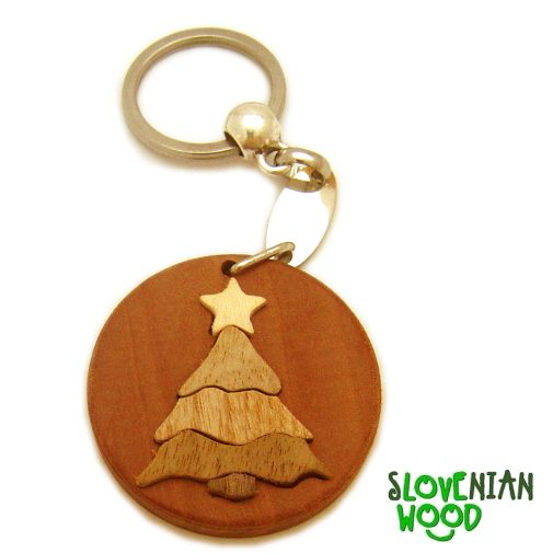 Christmas tree. Wooden inlay made of six different types of wood.