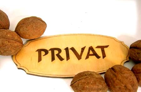 Door plate with inscription in marquetry technique.